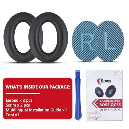 Professional Replacement Bose Headphone Covers, Bose Replacement Headphone Pads for QuietComfort 35 ii/QC35/QC25/QC2/QC15/Ae2/Ae2i/Ae2w/SoundTrue & SoundLink, by Krone Kalpasmos – Blue - Thumbnail 6