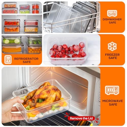 50 PCS Food Storage Containers with Lids (25 Containers & 25 Lids) - Reusable Plastic Food Containers for Kitchen Storage and Organization BPA-Free Leakproof Meal Prep Container with Labels & Pen - Thumbnail 6