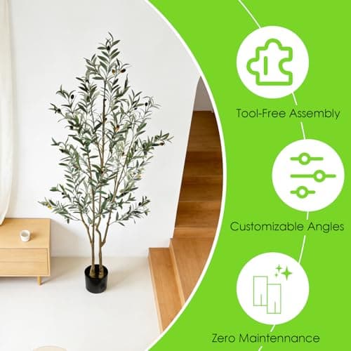 Lynadri 6ft Olive Trees Artificial Indoor 2in1, Fake Large Tall Olive Plant for Living Room Office Corner, Faux Big Decor Tree Plants Realistic Decorative with Pot - Thumbnail 5