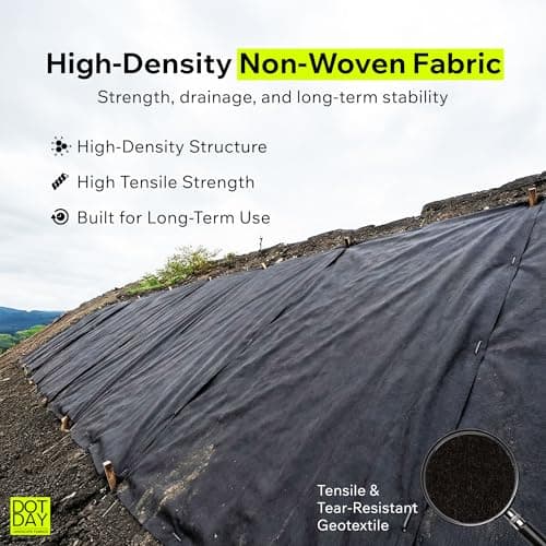 DOTDAY 6 oz Non-Woven Geotextile Fabric 3ft x 50ft, Heavy Duty Driveway Fabric for Gravel, French Drains, Paver Base & Erosion Control, UV-Stabilized Permeable Underlayment, Terra - Thumbnail 4