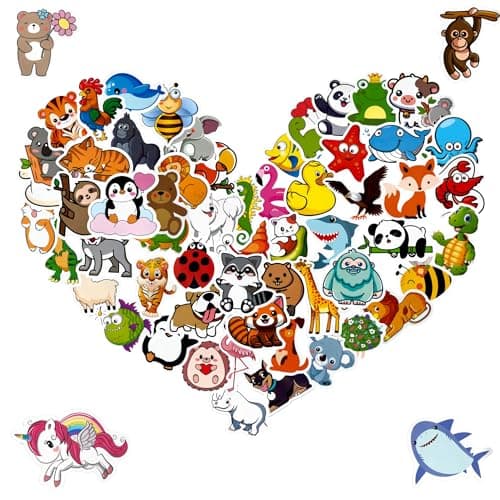 Cute Animal Stickers-100 Pack Waterproof Vinyl Animal Stickers,Multi-Use Self Adhesive Pet Reward Stickers,Students,Teachers,Skateboards,Phone Cases,Gift Decorations - Image 1