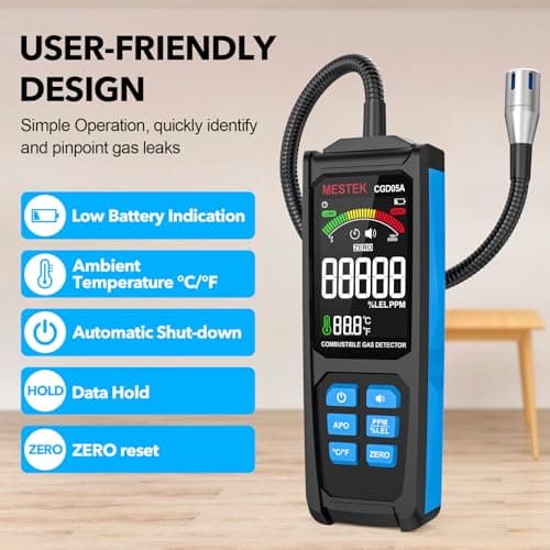 MESTEK Natural Gas Detector, Gas Leak Detector with Long Gooseneck, Locating The Source Like Propane, Methane, and Butane for Home and RV, Rechargeable - Thumbnail 2