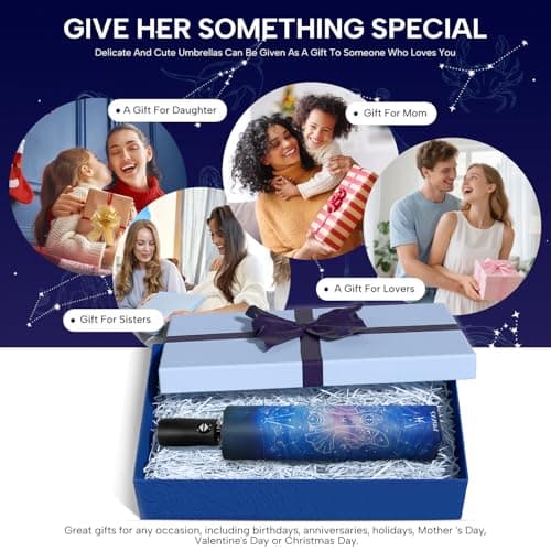 ECOBRELLA Automatic Travel Umbrella- Unique Constellation Design Waterproof Umbrellas- Collapsible Umbrella Gift for Rainy Days - Thumbnail 5