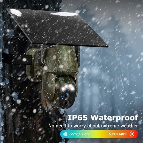 4G LTE Cellular Trail Cameras, Built-in SIM Card No WiFi Needed Solar Game Camera, Motion Activated, 2K 360°View Live Streaming, Color Night Vision, Remote Access, IP65 Waterproof Trail Cam 2 Pack - Thumbnail 6