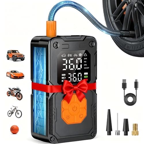 Tire Inflator Portable Air Compressor, 150PSI Cordless Air Pump for Car Tires, Bike Tire Pump with LED Light & Pressure Gauge,Portable Tire Inflator For Car Motorcycle Balls Valentines Day Gifts - Image 1