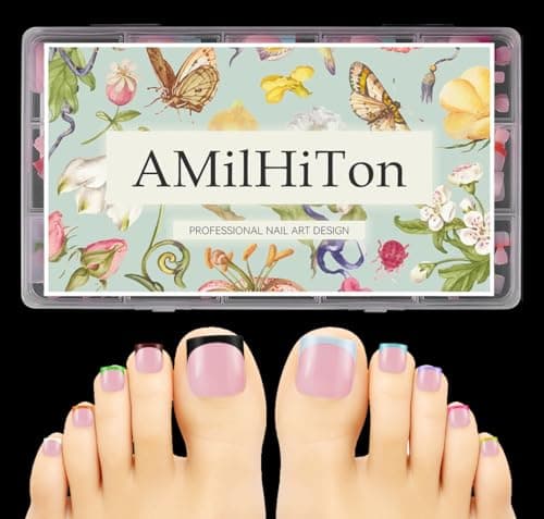 300PCS Long Square French Tip Toe Nail Tips for Wide Long Toenails, Soft Rose 10-Color Matte Full Cover Press-On Toenails, 15 Sizes that Finally Fit for DIY French Pedicure & Nail Salon - Image 1