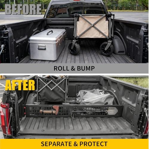 Maxzina Truck Bed Divider Compatible with 2024 2025 2026 F150 Cargo Divider Trunk Organizer Aluminum Alloy Luggage Divider Replacement with Molle Panel for 2024 F-150 Accessories - Thumbnail 2