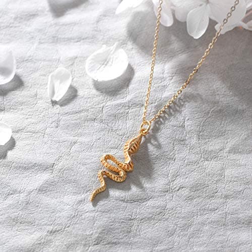 Valloey Rover Snake Pendant Necklace for Women 14K Gold Plated Snake Charm Necklaces for Jewelry Gift - Thumbnail 4