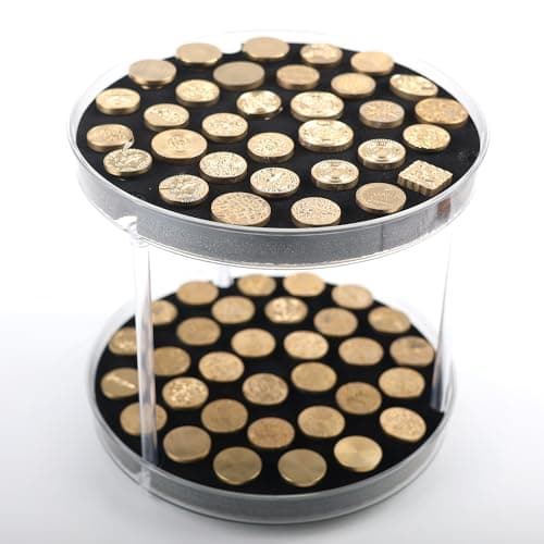 VSECUON 64-Slot Wax Seal Stamp Storage Case Waterproof Dustproof Great Tool for Organizing Sealing Wax Stamp Heads(Style 4) - Image 1