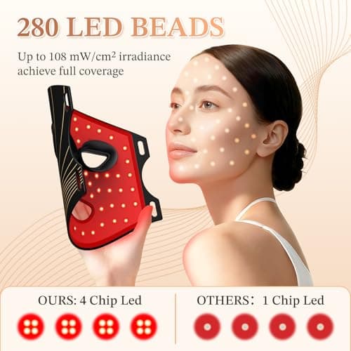 Stofiro FDA-Cleared 850nm Red Light Therapy Mask for Face with Eye Protection, Christmas Birthday Mother’s Day Gifts for Women, Home Beauty Device - Thumbnail 3