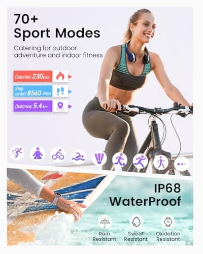 Smart Watches for Women(Answer/Make Calls), 1.27'' AMOLED Screen Activity Trackers with Heart Rate/Sleep/SpO2 Monitor, Smartwatch for iPhone/Samsung/Android,120+ Sport IP68 Fitness Watch 2Bands Violet - Thumbnail 2