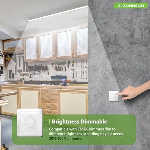 Zi-ZOHNSON 6 Pack Dimmable 4 Foot Led Shop Light,30W 3900LM 3000-6500K Tunable,T8 Integrated LED Tube Light,Clear Cover Linkable Shop Lights for Workshop,Garage,Basement,Supermarket,Barn - Thumbnail 3