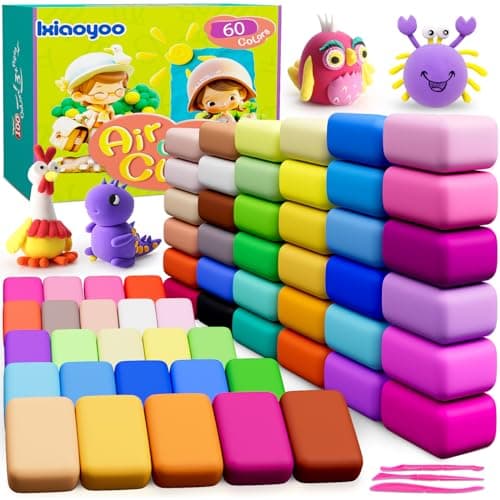 Ixiaoyoo Air Dry Clay for Kids, 60 Colors Modeling Magic Clay, Safe & Non-Toxic, DIY Model Arts & Crafts Kit with Sculpting Tools, Birthday&Christmas Toy Gift for 3-12 Years Old Boys Girls Kids - Image 1