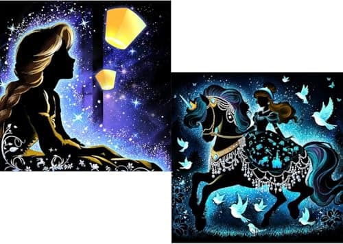 KEYRANKE 2 Pack Princess Diamond Painting Kits for Adults 5D DIY Diamond Art Kit Paint with Round Full Drill Diamonds for Beginners Gem Paintings Art for Home Wall Decor Gifts (12X12 Inch) - Image 1