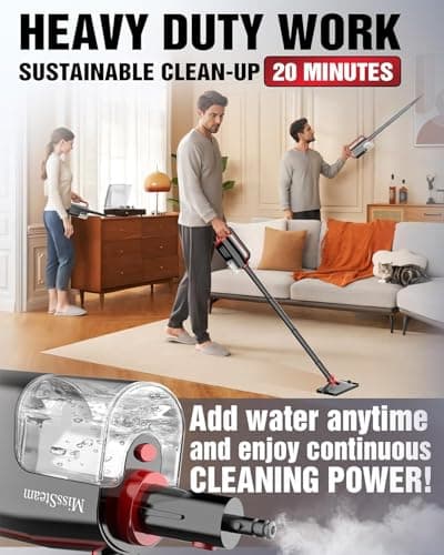 Steam Mop, 19-in-1 Detachable Handheld Steam Cleaner for Home, 230°F Floor Steamer, 2 Steam Modes,3 Adjustable Level, 350ML Tank, Powerful Steam Mops for Cleaning Hardwood Floors, Carpet Tile Grout - Thumbnail 5