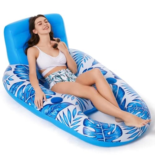 Jasonwell Inflatable Pool Float Adult - Pool Floaties Lounger Floats Raft Floating Chair Water Floaties for Swimming Pool Lake Lounge Float with Cup Holders Beach Pool Party Toys for Adults - Image 1