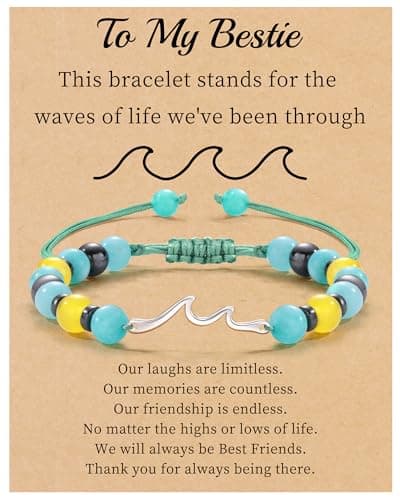 Sistble Mothers Day Bestie Gifts for Women, Friend Christmas Gifts Wave Bracelets for Teen Red Beaded Bracelet Natural Stone Jewelry Birthday Inspirational Gift for Women Best Friend - Image 1