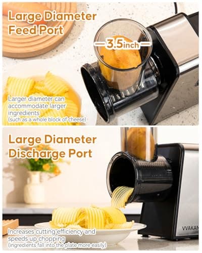 Electric Cheese Grater,5-In-1 Electric Grater,300W Salad Maker,Electric Slicer with One-Touch Control,Food Electric Slicer Shredder,Graters for Kitchen for Vegetables Cucumber Carrots Cabbage Nuts - Thumbnail 4
