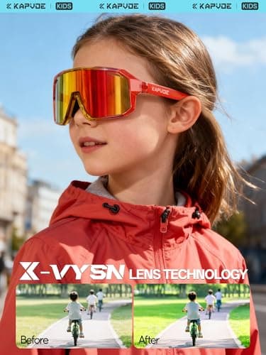 KAPVOE Kids Baseball Sunglasses Polarized for Boys Girls 6-14, Youth Baseball Sunglasses UV400 with Lightweight TR90 Frame, Adjustable Nose Pads for Softball Cycling Running - Thumbnail 2