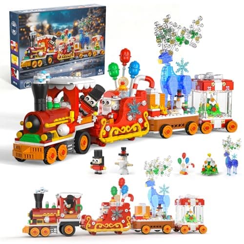 Christmas Train Building Block Set-1461PCS Surprise Christmas Countdown Toys with LED Light Collectible Holiday Block Sets Thanksgiving Xmas Gifts Home Decor for Boys Girls and Adults - Image 1