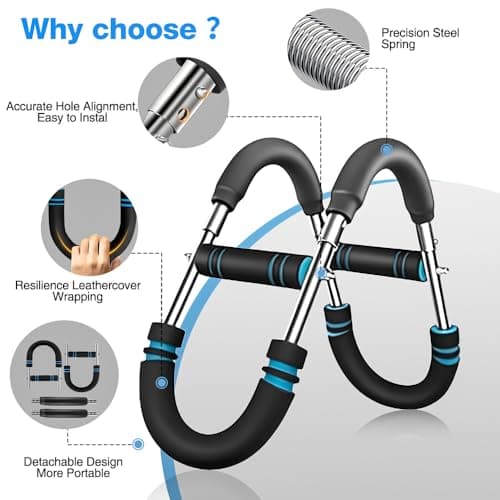 Adjustable U-Shaped Arm Strength Trainer – Portable 2-Level Resistance Band for Forearm, Biceps & Triceps – Ergonomic Grip, Home Gym Equipment (Black) - Thumbnail 5