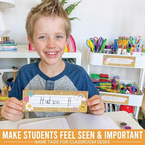 Hadley Designs Desk Name Tags for Classroom - 36 Student Desk Name Plates for Classroom Decor, 9x3 Pastel Nametags Cubby Labels Teacher Supplies, 1st 2nd 3rd Grade Kindergarten Preschool Must Haves - Thumbnail 2