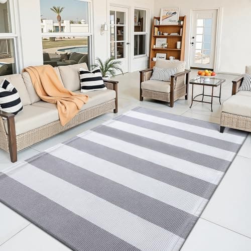OLANLY Grey and White Striped Rug 3' x 5' – Washable Cotton Indoor Outdoor Doormat for Front Door, Entryway, Kitchen, Porch, Patio Decor - Thumbnail 4