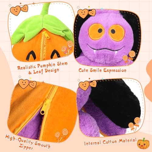 MIAODAM Bat Stuffed Animal, 11inch Reversible Pumpkin Bat Plush Pillow, Cute Plushies Toy Gift for Baby Toddler Girls Boys - Thumbnail 3