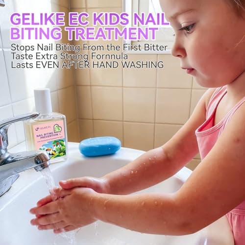 Gelike ec Stop Kids Nail Biting: Strong Extra Bitter Polish for Children - Safe Non Toxic Japanese Vegan Organic Formula to Stop Nail Biting & Thumb Sucking - Long Lasting Clear Treatment - Thumbnail 4