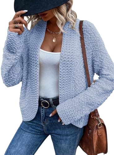 Dokotoo Womens Oversized Winter Cardigans Sweaters for Women 2026 Fashion Open Front Ladies Long Sleeve Autumn Chunky Fashion Soft Knit Winter Outerwear Coats Beau Blue X-Large - Image 1