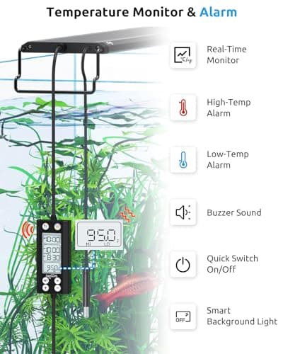 SEAOURA Aquarium LED Light with Thermometer, 18-24in Full Spectrum Lights for Fish Tank, 24/7 Programmable with Power Off Memory, WRGB Custom, 20 Level Dimmable Brightness for Freshwater Aquariums - Thumbnail 5