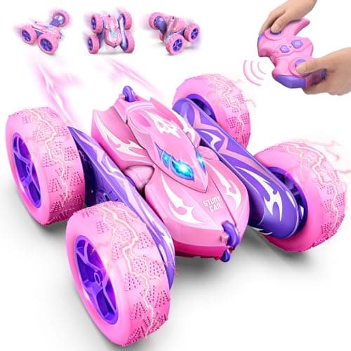 Excitobo Remote Control Car,RC Cars for 4 5 6 7 8 9 10 11 12 Year Old Girl Double Sided 360°Flip 4WD Rechargeable Drift RC Race Car Girls Toys Birthday Gifts Easter Basket Stuffers for Kids Age 4-12 - Image 1