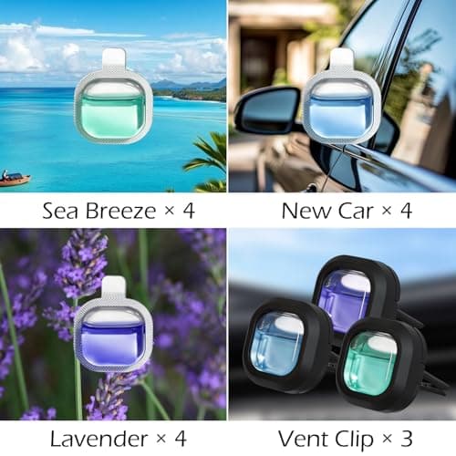 SCENTORINI Car Air Freshener Vent Clips, 3 Vent Clips &12 Refills, New Car, Lavender, Sea Breeze Scent, Auto Fresheners for Men Women, Long Lasting Automotive Air Fresheners for Car Odor Eliminator - Thumbnail 2