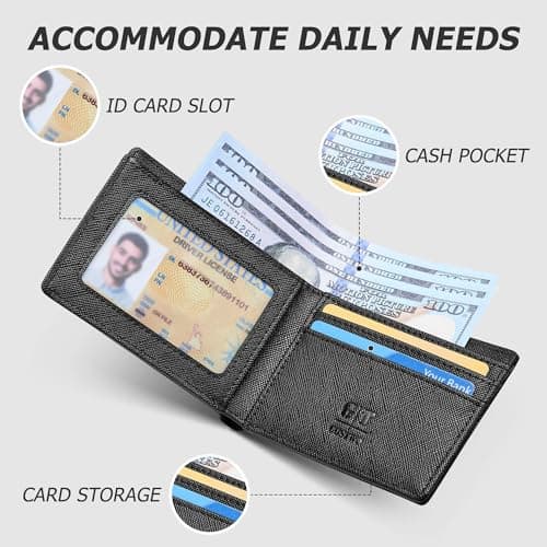 Gostwo Slim Rfid Wallet for Men Minimalist Leather ID Window Front Pocket Bifold Wallet Bussiness Card Holder Gift for Men - Thumbnail 2