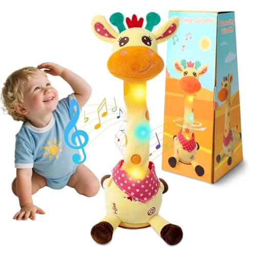 LUKETURE Dancing Talking Giraffe Toy Stuffed Plush, Cute Interactive Talking Giraffe Gift for Girls Boys Kids, Musical Baby Toys Singing 10 Children's Song Repeats What You Say (Dancing Giraffe) - Image 1