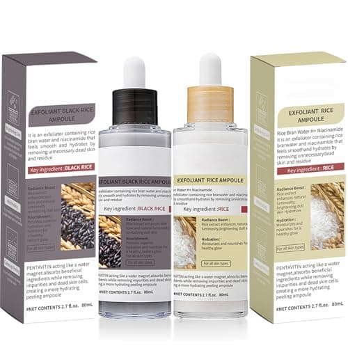 Black and White Rice Peeling, Soft Rice Exfoliating Face and Body, New glow rice Black and White Rice Exfoliant Duo Ampoule Set for All Skin Types, Gentle Peel & Deep Hydration 2 Pack (2.7 fl oz Each) - Image 1