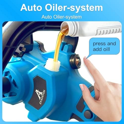 Mini Chainsaw Cordless 8 Inch with 2x 5200mAh Batteries, Portable Electric Chain Saw, Automatic Oiler, Battery Powered Small Handheld Saw,Trees Branches Trimming, Wood Cutting (Blue) - Thumbnail 4