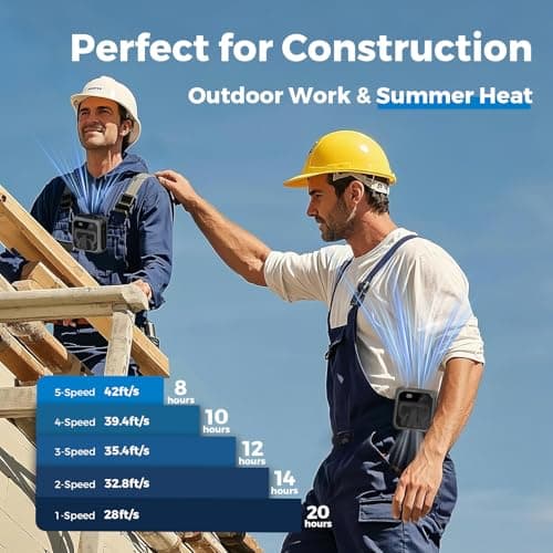 SEAINGO Portable Waist Fan Rechargeable – 10000mAh, 42 ft/s Max, 5 Speeds 16000RPM, Personal Cooling Wearable Clip Body Belt Shirt Fans, Hanging Neck Fan with Light for Camping Travel Outdoor Indoor - Thumbnail 3