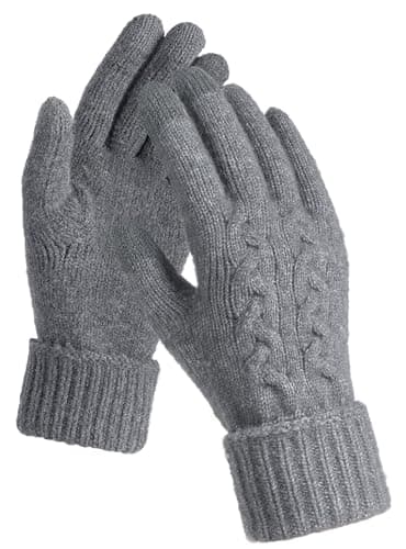 TRENDOUX Womens Winter Thin Bike Phone Computer Alpaca Wool Gloves: Lightweight Liner Fingers Premium Stretchy Gloves for Cold Weather - Image 1