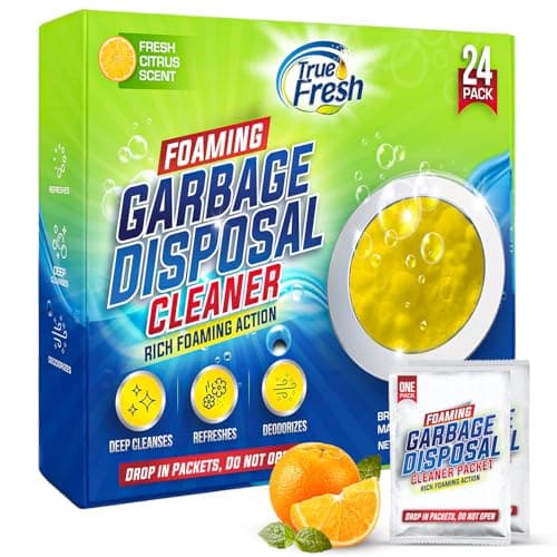 True Fresh Garbage Disposal Cleaner Powder Packets, Large 15g Drop-In Sink Packets, Deep Foaming Sink & Drain Cleaner for Grease & Residue, Disposal Cleaner and Deodorizer, Fresh Citrus Scent, 24 Pack - Image 1