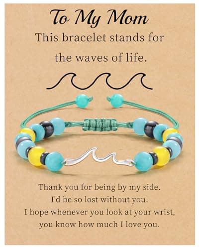 Sistble Mom Birthday Gifts, Mom Mothers Day Gifts from Daughters Son Jasper Bracelets Mother Birthday Gift Thanksgiving Natural Stone Braided Jewelry for Women - Image 1