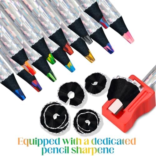 FilmHOO Easter Basket Stuffers for Teens Kids Children Easter Gifts for Kids,Art Supplies,12 Rainbow Colored Pencils With Cute Pencil Cap,sharpener,Arts And Crafts 4-12 Year Old Party Favors - Thumbnail 3