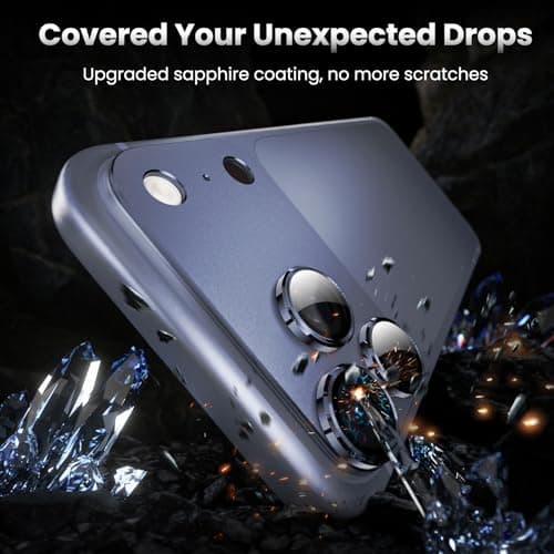 YWXTW Designed for iPhone 17 Pro Camera Lens Protector, [1:1 Perfect Fit] Full Coverage Matte Metal Tempered Glass Camera Screen Cover Accessories, Case Friendly (Deep Blue, iPhone 17 Pro) - Thumbnail 3