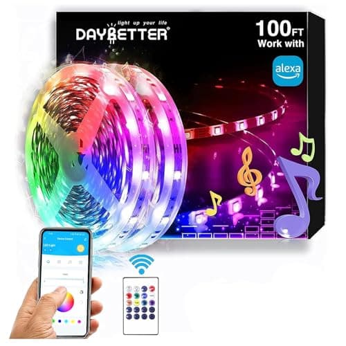 DAYBETTER RGB Led Light Strips Kit Compatible with Alexa and Google Assistant, Smart WiFi Led Strip Lights for Bedroom, Room, Decor, Kitchen, Home Party Decoration (100FT) - Image 1