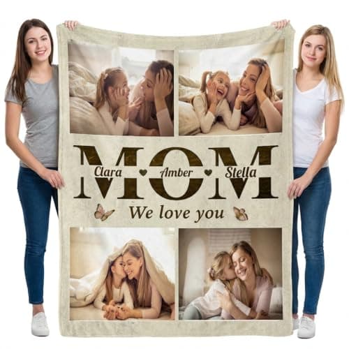Mothers Day Gifts, Customized Gifts for Mom from Daughter, Custom Photo Blanket Personalized Picture Blankets, Soft Flannel Material - Image 1