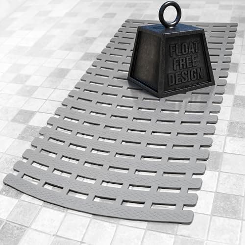 SlipX Solutions Weighted Non Slip Bath Mat for Textured Tub & Shower Surfaces, Patent Pending, Anti Slip Bathtub Safety Without Suction Cups, Doesn’t Float, Works on Tile & Stone 31” x 15”, Gray - Image 1