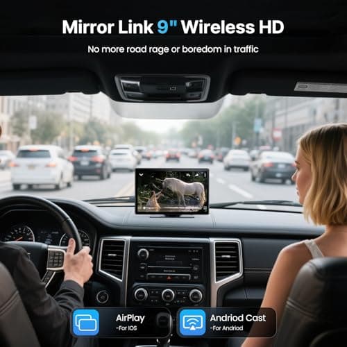 9''HD Carplay Screen for Car 4K Dash Cam&1080P Backup Camera with Apple Carplay&Android Auto Voice Control GPS DVR Call Music Message Mirror Link Airplay/Android Cast Fit Pickup Truck SUV MPV RV - Thumbnail 3