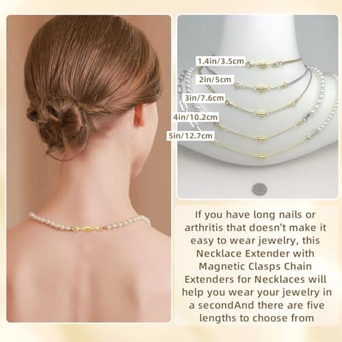 MKCYD Necklace Extender with Magnetic Clasps, Gold Magnetic Necklace Clasps and Closures with Necklace Extenders for Women - Thumbnail 4