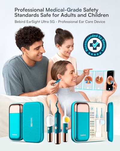 Bebird Earsight Ultra Ear Wax Removal Tool Camera, FSA HSA Eligible, 2K HD Ear Cleaner with Camera Otoscope, 90-Min Battery Earwax Remover & Visual Ear Pick Tweezers, Safe Ear Cleaning Kit for Family - Thumbnail 6