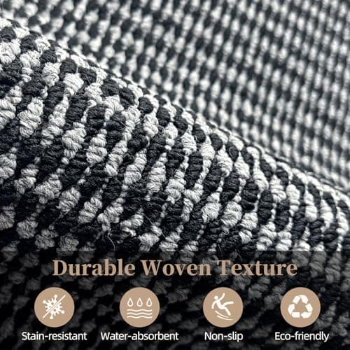 Indoor Door mat 24"x36", Dirt Trapper Door Mat, Non-Slip Washable Entrance Mat,Dirt Resistant and Absorbent Welcome Mat,Low-Profile Doormat for Entryways, Front Doors, and Indoor Entrances, Black/Grey - Thumbnail 2